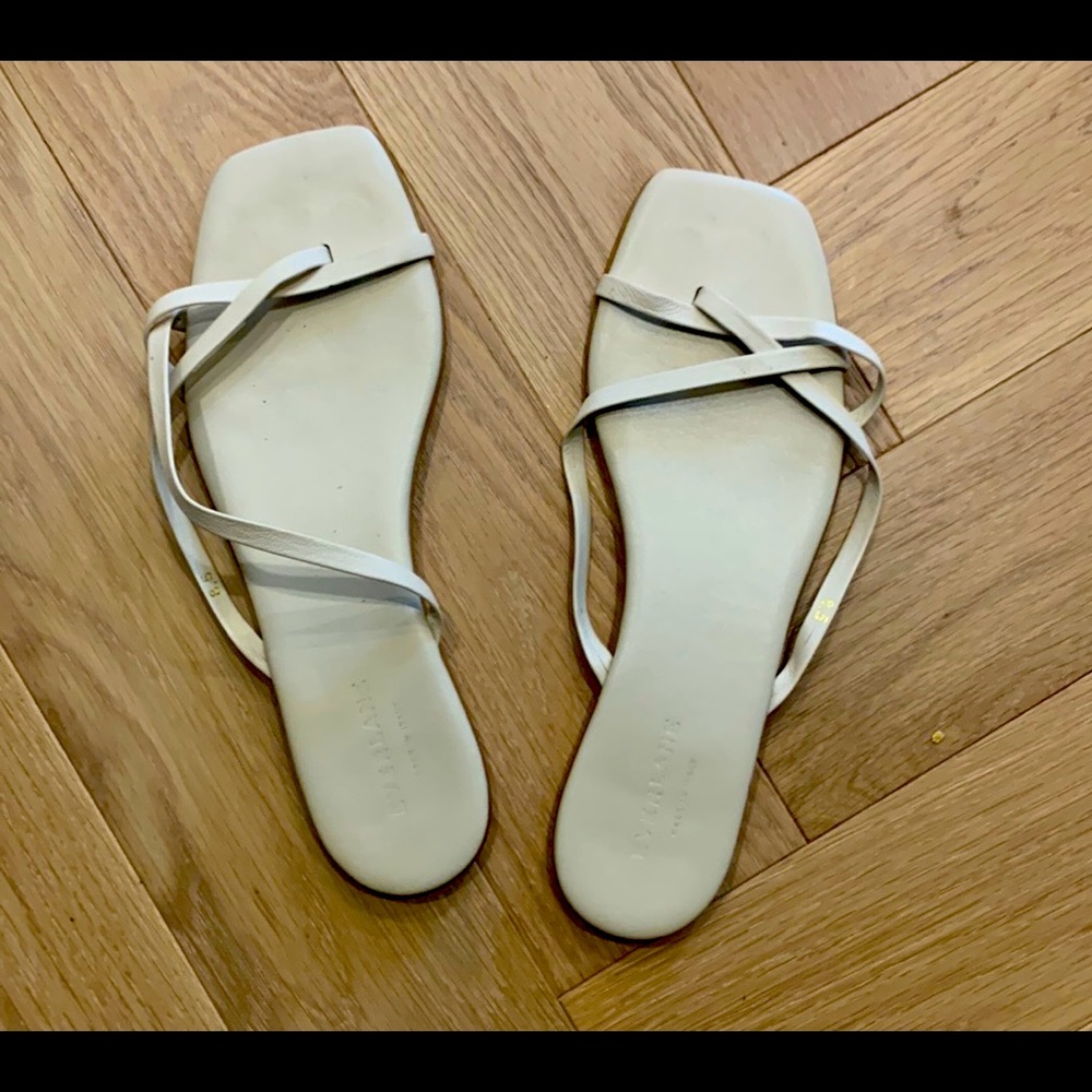 Everlane The Strappy Sandal, Off-White, Leather Size 8.5 Gently Used
